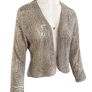 Halston Vintage Silk Hand Beaded Bugle jacket very Rare